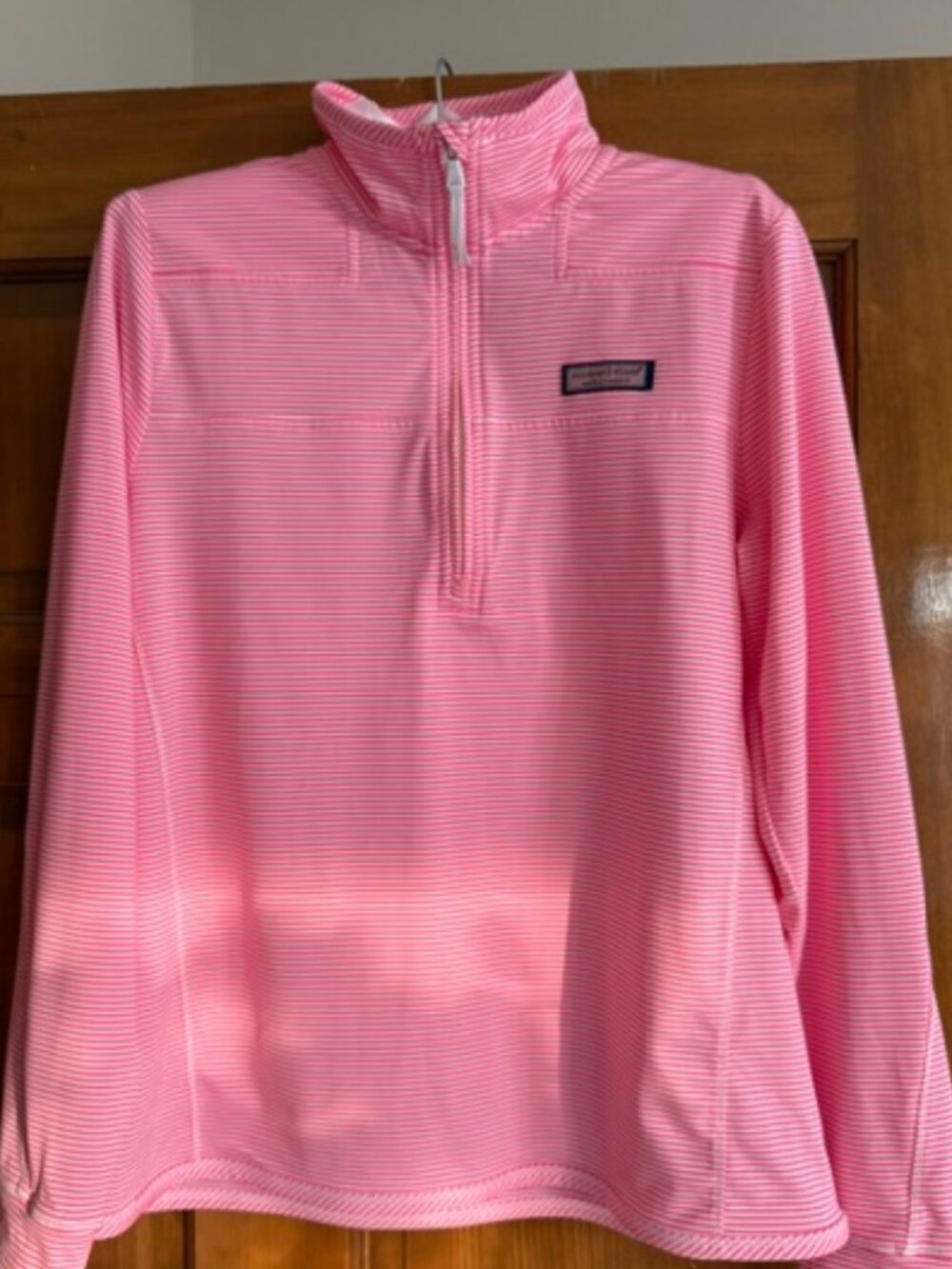 Vineyard Vines Women's Long Sleeve Pink/White Stripe Zip Front